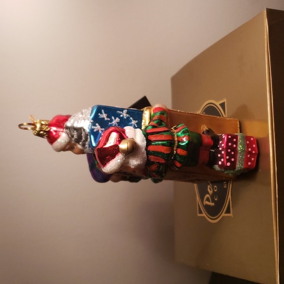 Kurt Adler Rare Polonaise Collection Handblown Big Brown Bag & Elves Ornament - Picture 6 of 9